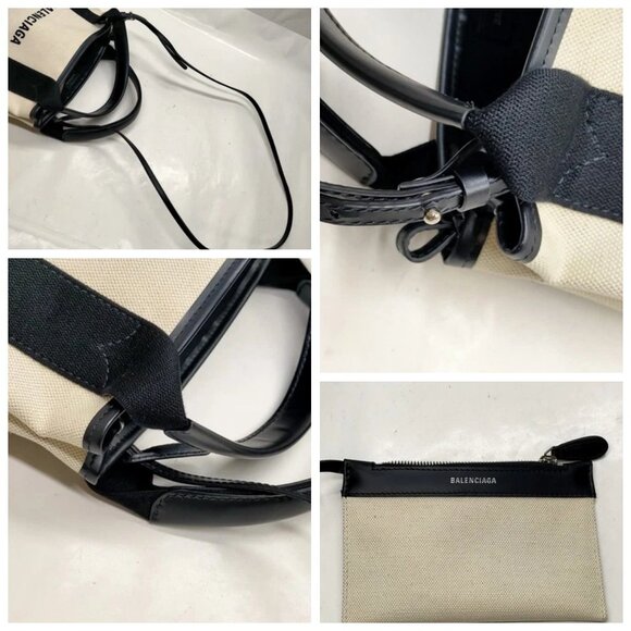 Balenciaga Hand Bag White Canvas 359-070325 - Picture 7 of 13